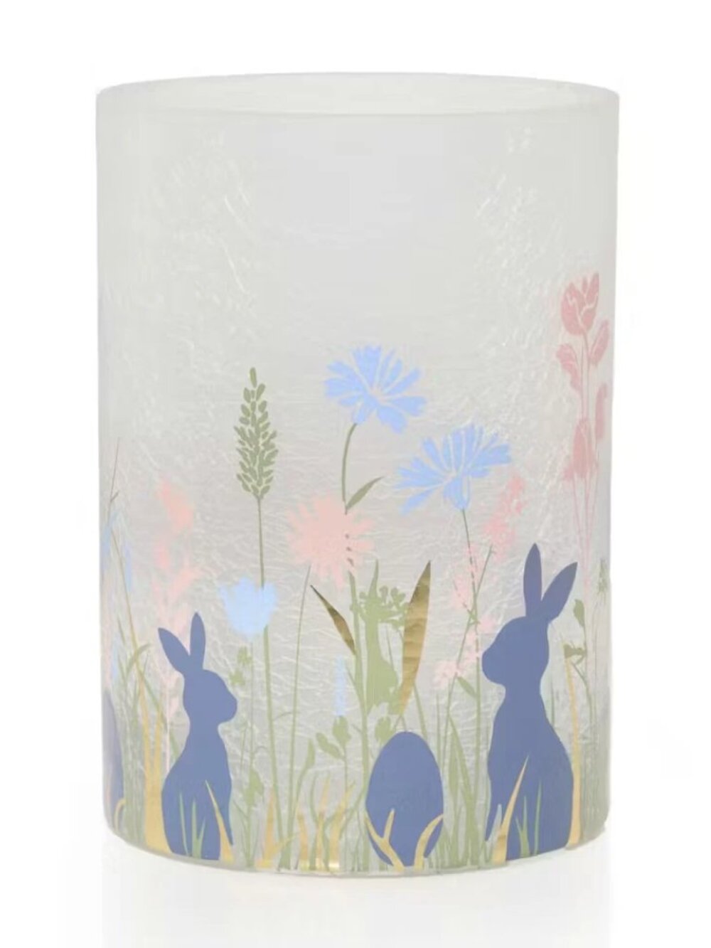 Yankee Candle Easter Bunny Crackle Glass Large Hurricane type Candle Holder NEW